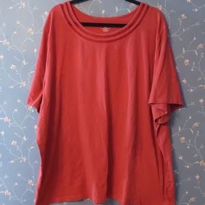 Catherines  4X Top Rust mesh neckline shortsleeves